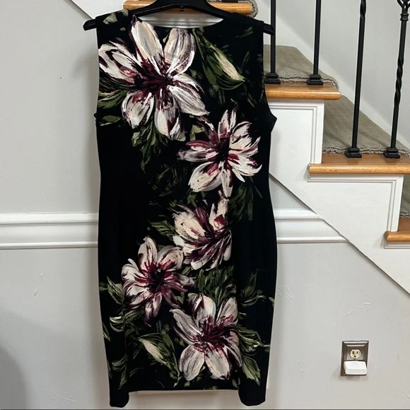Calvin Klein Black Dress with Floral Print - Picture 3 of 3